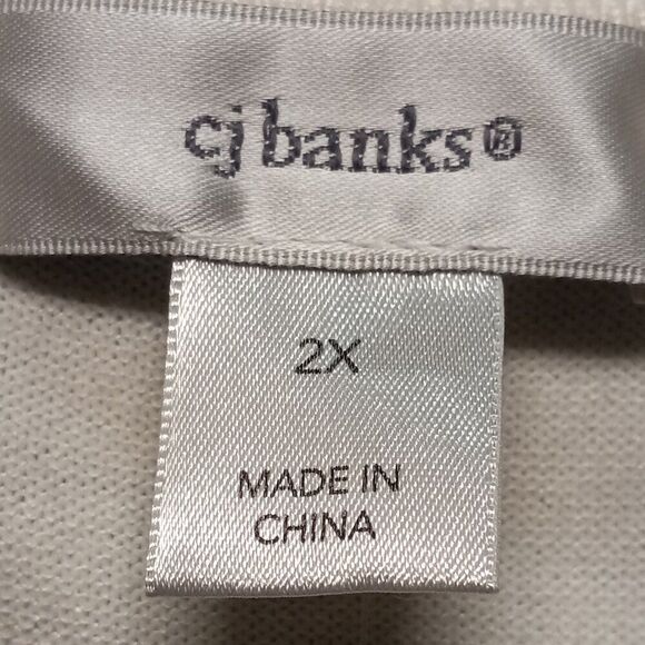 NWT CJ Banks Women's 2X Lightweight Short Sleeve White Shrug/Sweater Cottagecore - Picture 2 of 9